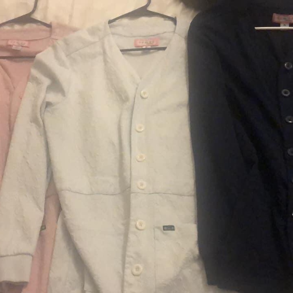 Set of 3 Koi scrub jackets- Blue, white, pink (size XL)